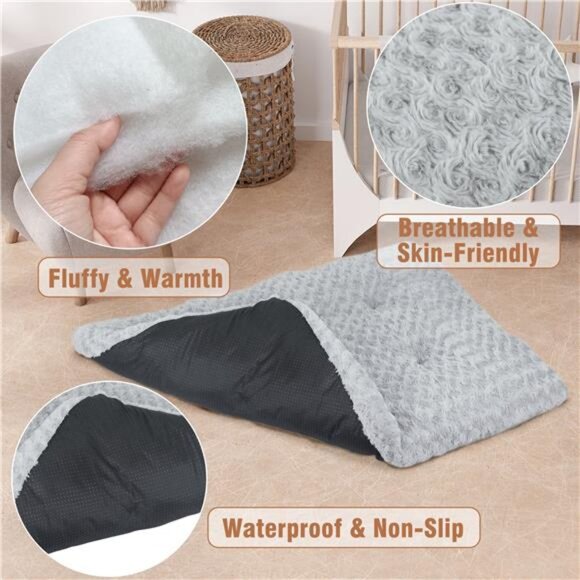 Dog Beds for Small Dogs, Self-Warming Cat Bed, Washable Crate Pad - Picture 5 of 7